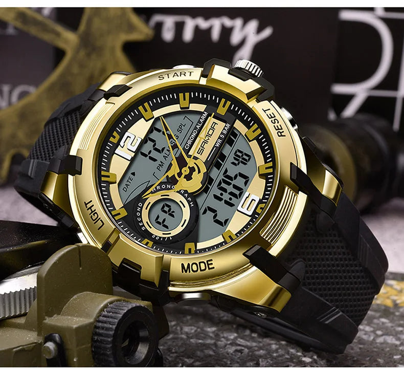 Relógio militar dos homens Sanda, g estilo, marca, esportes, led, digital, 50m, à prova d'água, s choque, para homens
