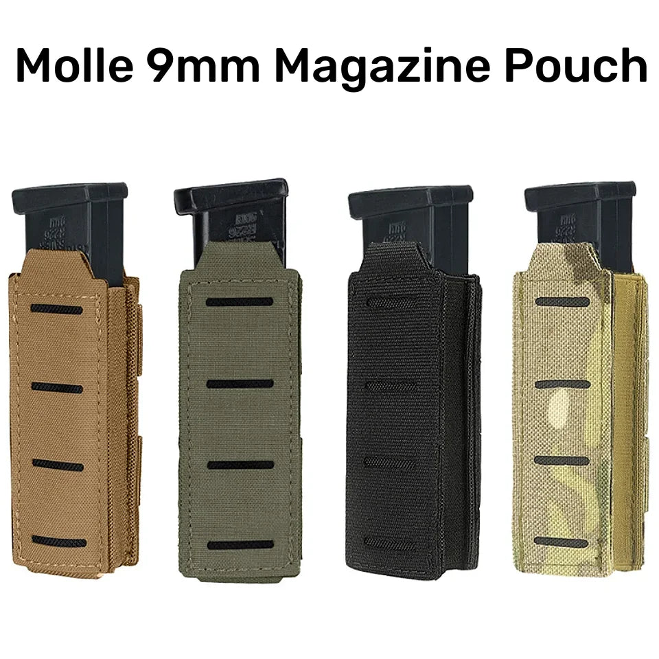 Molle 9mm bolsa de revista ao ar livre único mag titular universal corte a laser lanterna bolsa faca bolso caça engrenagem
