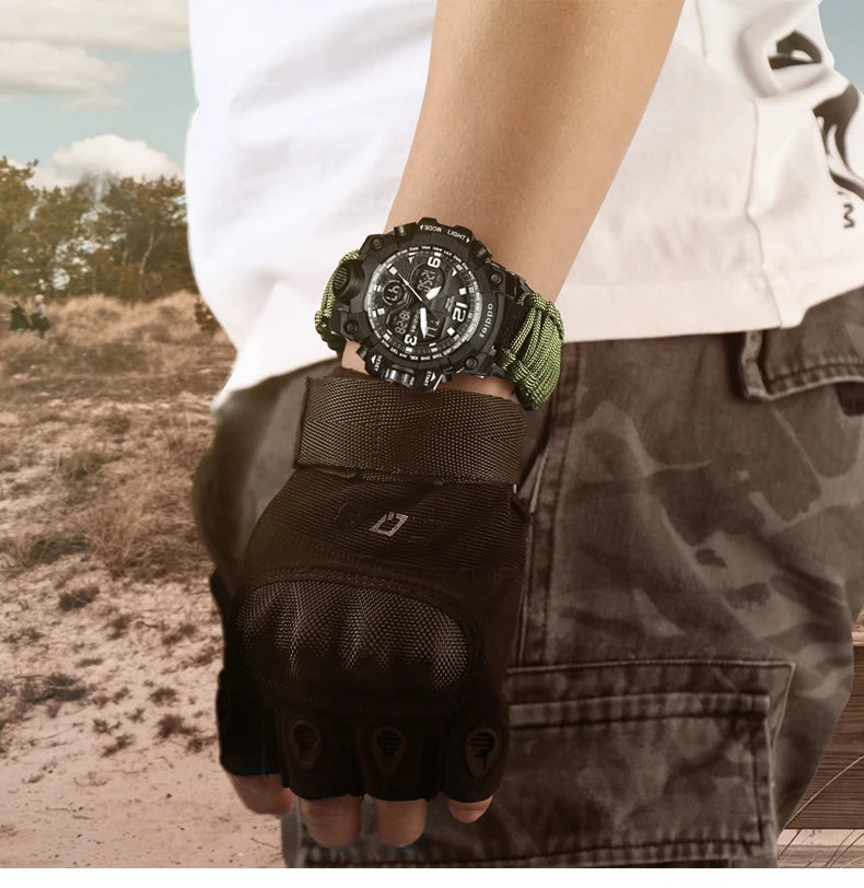 Addies novo esportes ao ar livre led digital relógio masculino bússola assobios à prova dwaterproof água multifuncional relógio de quartzo do exército relogio masculino