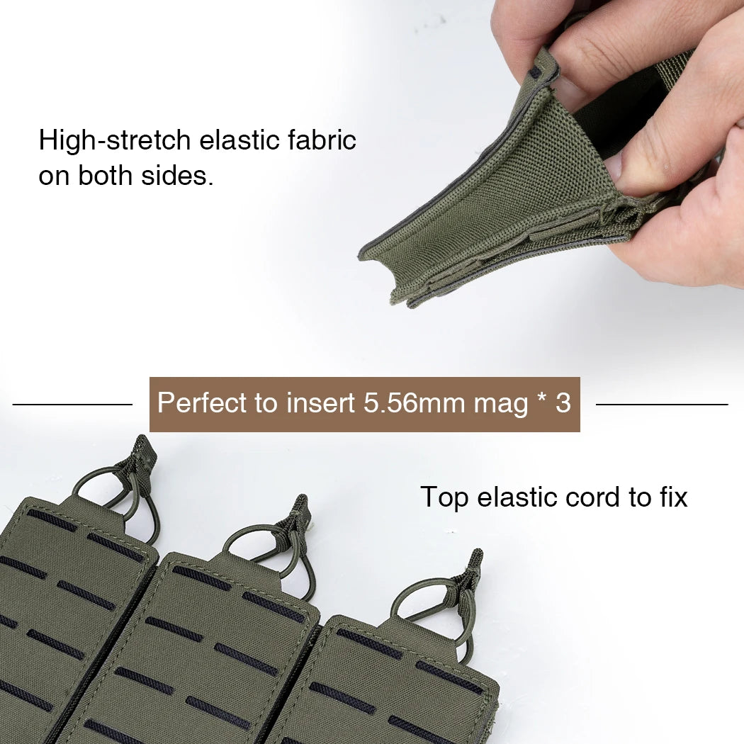IDOGEAR Tático LSR 556 Mag Bolsa Triplo Mag Carrier MOLLE Bolsa Corte a Laser 3567