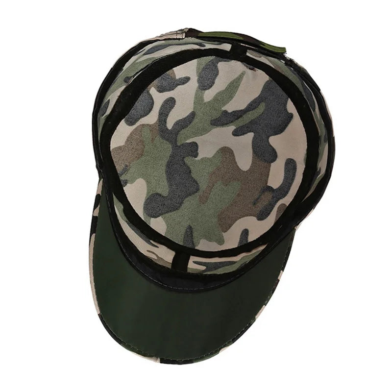 Chapéus camuflados vintage bonés de beisebol de topo plano para homens chapéus esportivos ao ar livre cadetes protetor solar chapéus