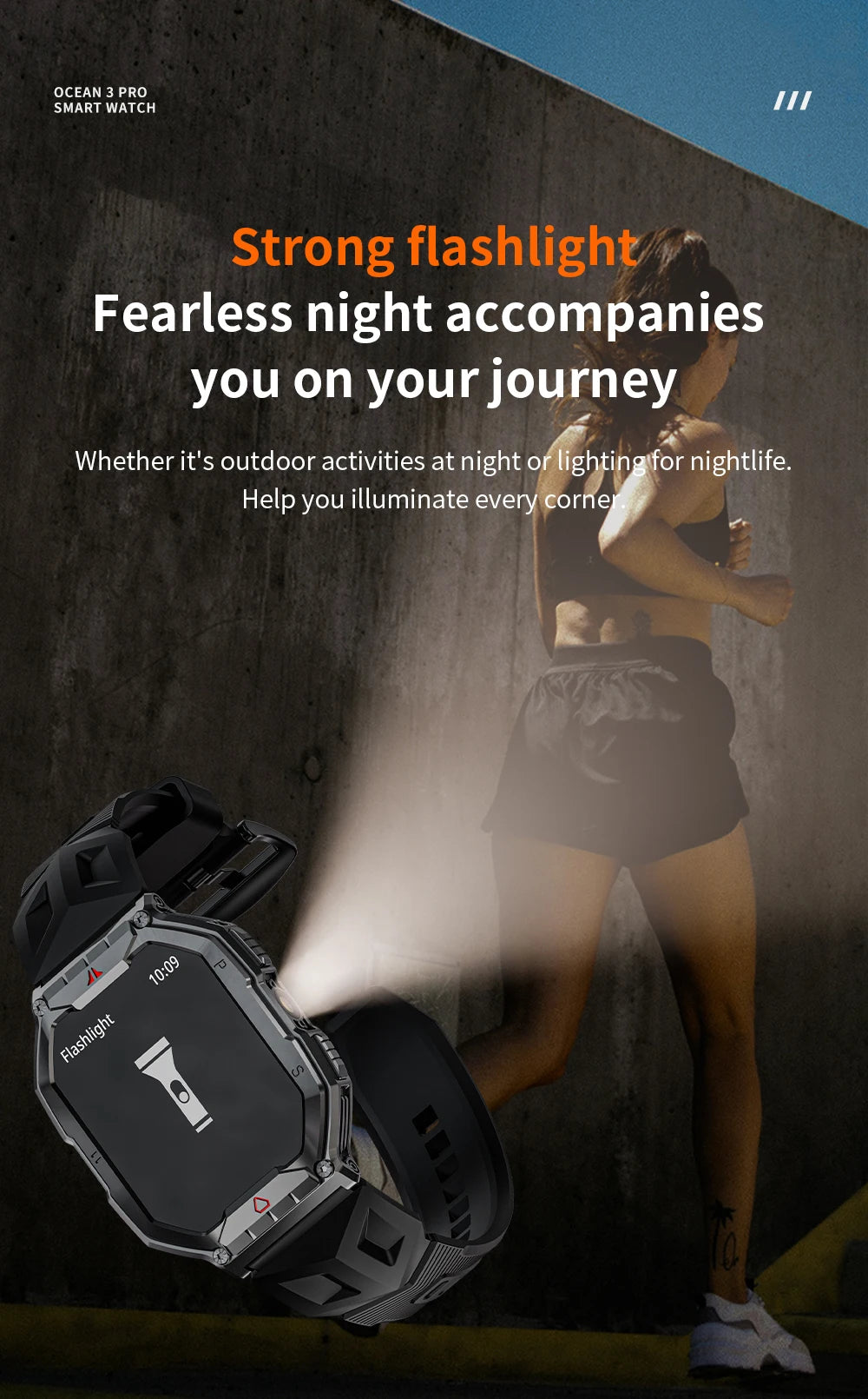 Lokmat oceano 3 pro esporte relógio inteligente robusto fitness à prova dwaterproof água smartwatches monitor de freqüência cardíaca relógio tela toque completo