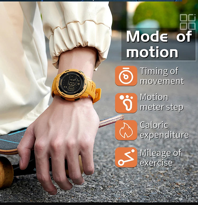 Sanda marca relógios masculinos esportes pedômetro calorias 50m à prova dwaterproof água led relógio digital militar relógio de pulso relogio masculino 2145