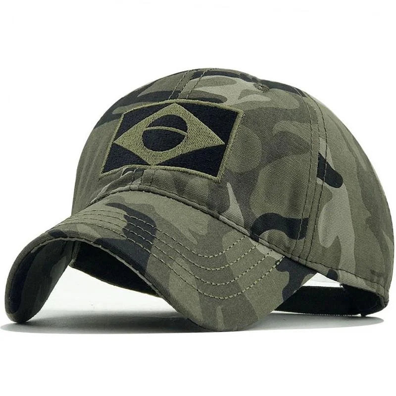 Boné de beisebol bordado masculino impressão bandeira brasileira/casual esportes tático chapéu camuflagem chapéu caminhadas chapéu de pesca