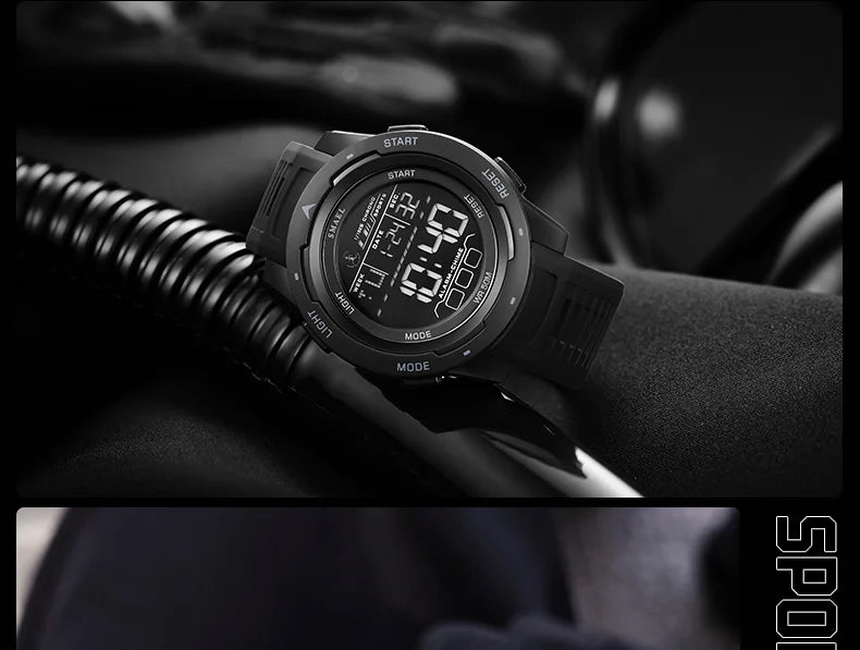 SMAEL-8105 Relógios digitais para homens, esportes LED relógios de pulso, relógio impermeável, cronômetro luz digital, 50m