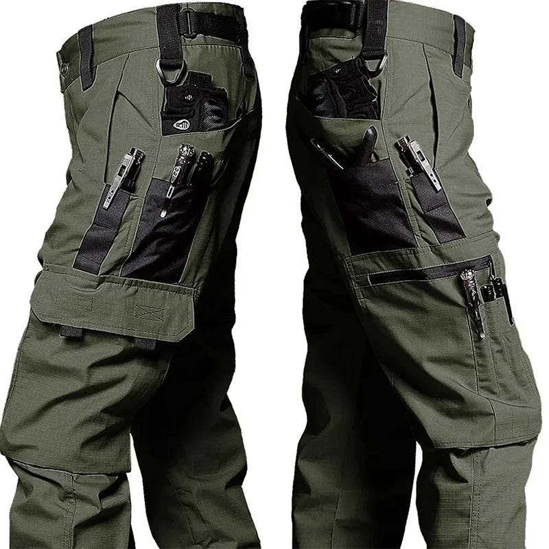Novas calças de trabalho tático dos homens calças de carga ao ar livre multi-bolso impermeável calça outono primavera ao ar livre workwear caminhadas