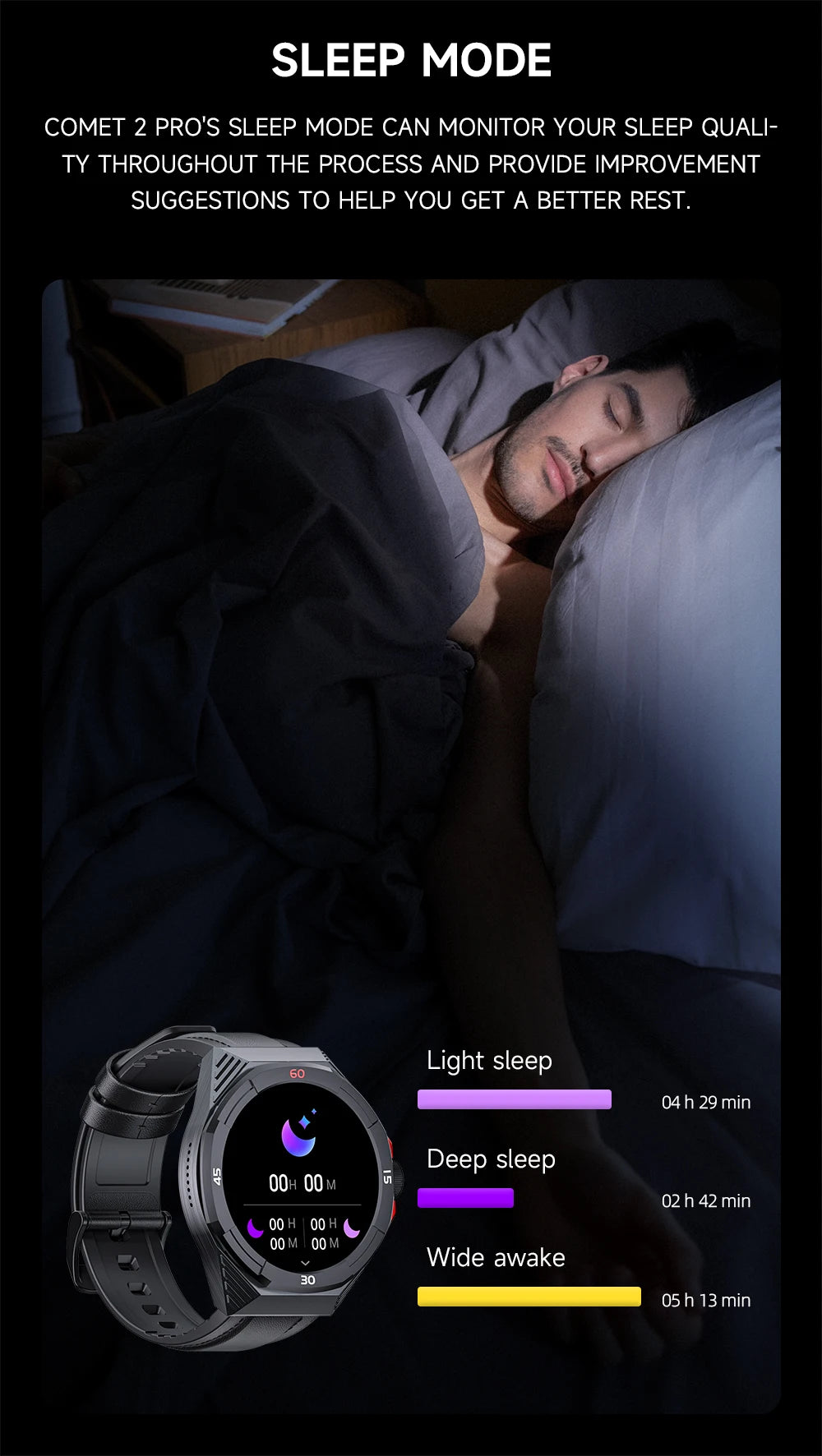 Lokmat-cometa 2 pro relógio inteligente, à prova d'água, com bluetooth, rastreador de fitness, freqüência cardíaca, mensagem, por telefone