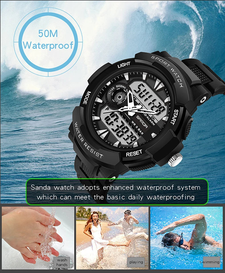 Sanda marca superior g-estilo relógio militar masculino led digital esportes cronômetro relógios homem à prova dwaterproof água relógio de pulso de quartzo eletrônico dos homens