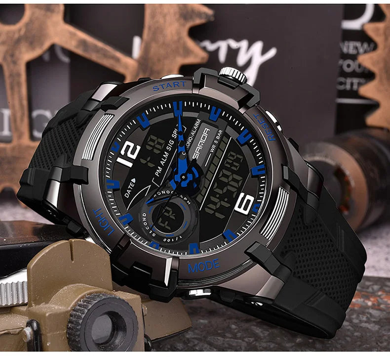 Relógio militar dos homens Sanda, g estilo, marca, esportes, led, digital, 50m, à prova d'água, s choque, para homens