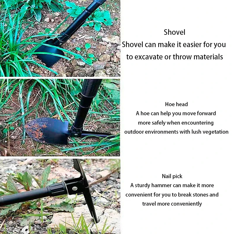 Dobrável portátil caminhão montado engenheiro pá barraca de acampamento ao ar livre pá auto-defesa ferramenta sobrevivência bússola saco de armazenamento