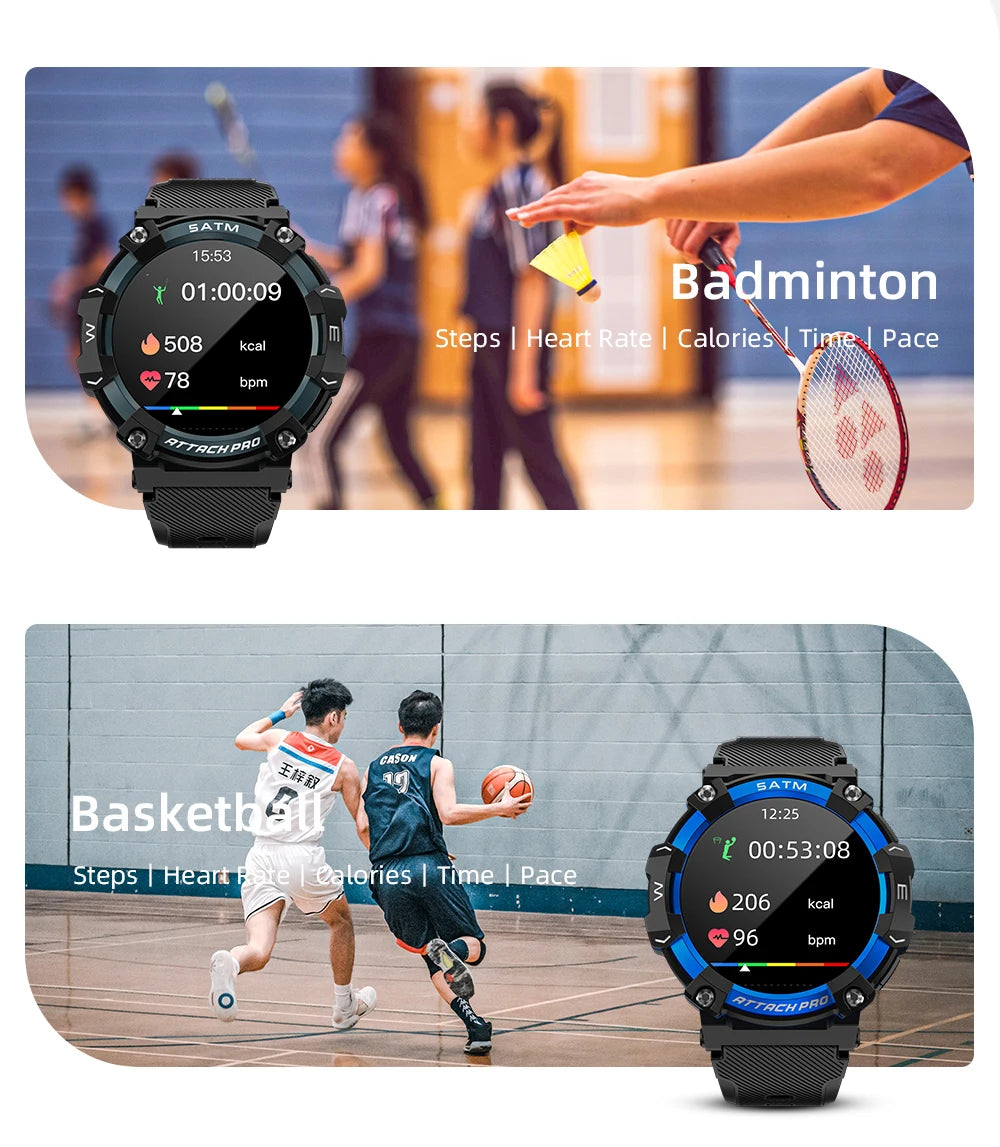 LOKMAT-ATTACK 2 PRO Sport Smart Watch, tela de toque redonda completa, chamadas Bluetooth, rastreador de fitness, smartwatches, monitor de freqüência cardíaca