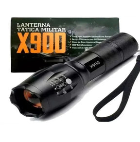 Lanterna Tática Militar X900 Profissional com Zoom Sinalizador Recarregável Luz Camping