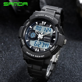 Sanda esporte relógio digital masculino natação 50m à prova dwaterproof água multifuncional militar led eletrônico relógio de pulso relogio masculino
