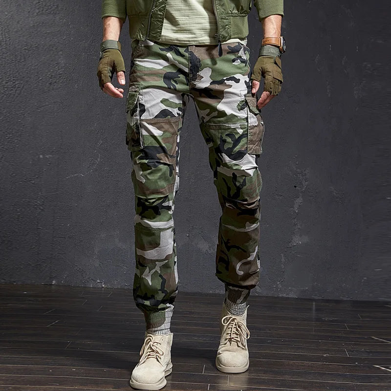 Moda de alta qualidade magro camuflagem casual tático calças carga masculino streetwear harajuku corredores roupas masculinas camo