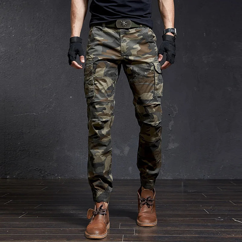 Moda de alta qualidade magro camuflagem casual tático calças carga masculino streetwear harajuku corredores roupas masculinas camo
