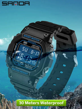 SANDA-G Style Relógio Militar para Homens e Mulheres, Resistente À Água, Relógios Esportivos, Quadrado LED, Relógios de Pulso Digitais, Presente Casal, Moda