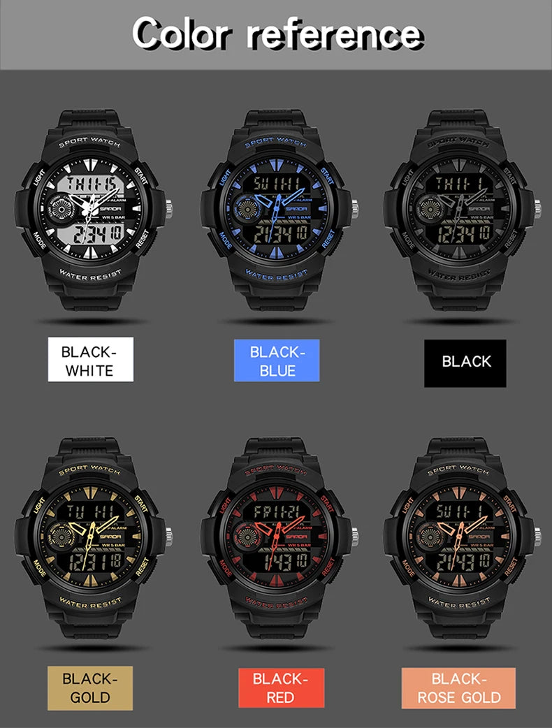 Sanda esporte relógio digital masculino natação 50m à prova dwaterproof água multifuncional militar led eletrônico relógio de pulso relogio masculino