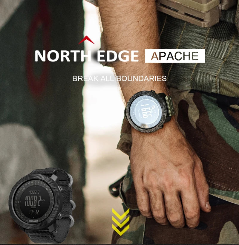 North edge esporte masculino relógio digital horas correndo natação militar do exército relógios altímetro barômetro bússola à prova dwaterproof água 50m