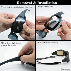 Margarida óculos tático óculos de sol dos homens 4 lente kit masculino jogo de guerra óculos para esporte ao ar livre caminhadas tiro