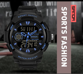 Sanda esporte relógio digital masculino natação 50m à prova dwaterproof água multifuncional militar led eletrônico relógio de pulso relogio masculino