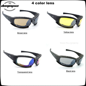 Margarida óculos tático óculos de sol dos homens 4 lente kit masculino jogo de guerra óculos para esporte ao ar livre caminhadas tiro