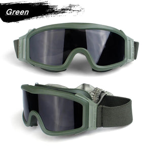 Óculos táticos com 3 lentes, óculos de combate, airsoft, paintball, proteção ocular para cs wargame, motocicleta, caminhadas