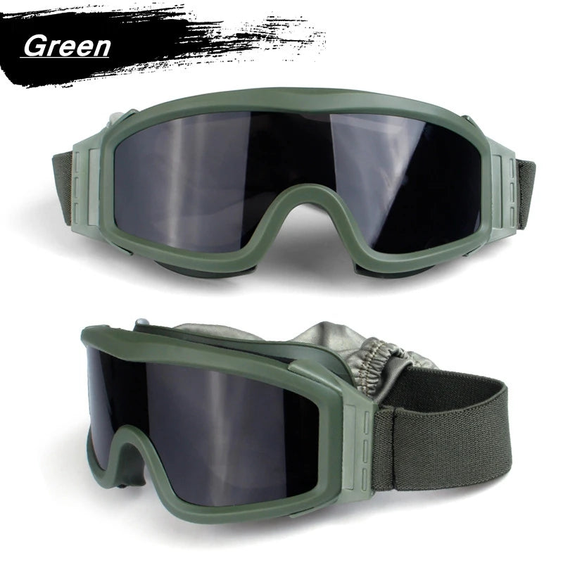 Óculos táticos com 3 lentes, óculos de combate, airsoft, paintball, proteção ocular para cs wargame, motocicleta, caminhadas