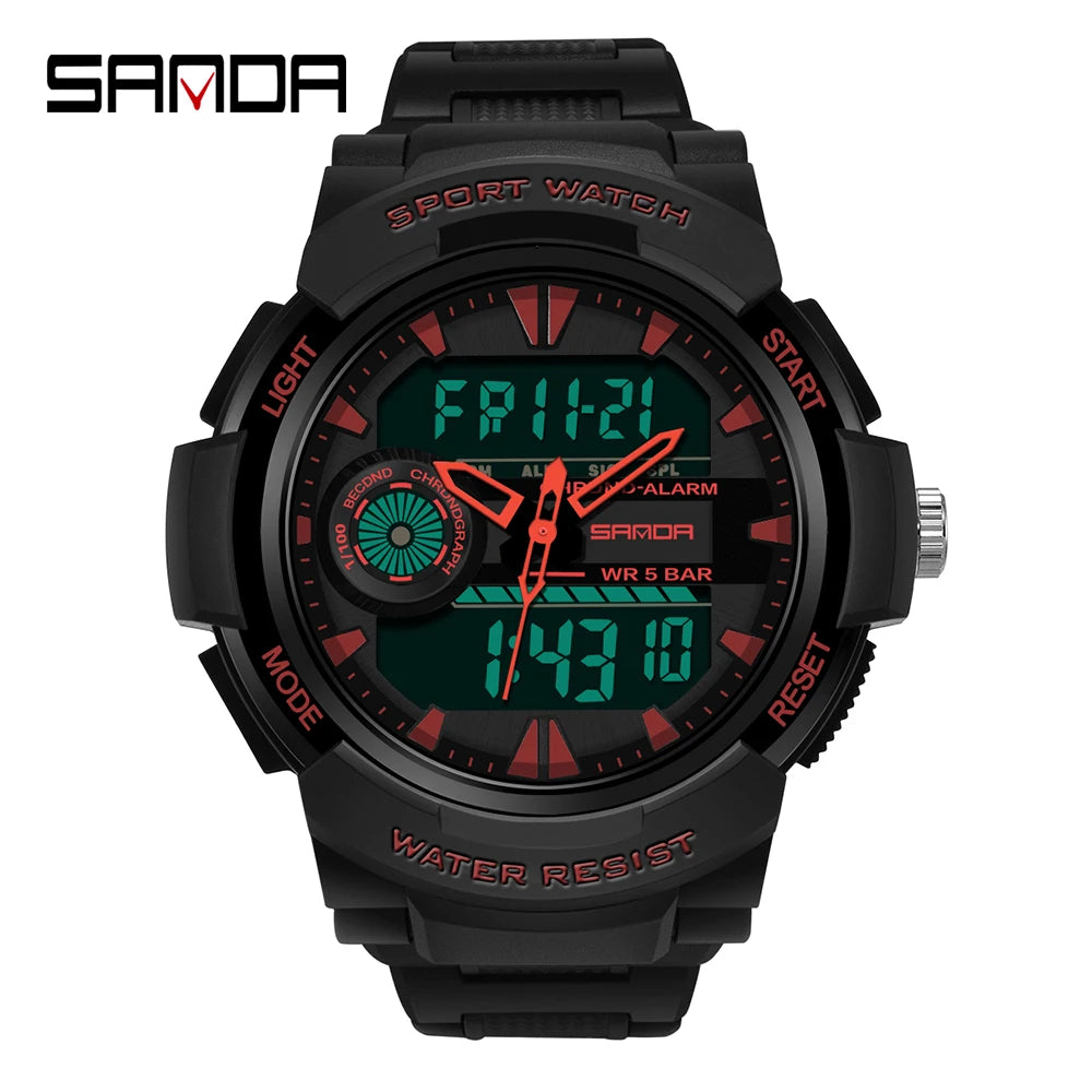 Sanda esporte relógio digital masculino natação 50m à prova dwaterproof água multifuncional militar led eletrônico relógio de pulso relogio masculino