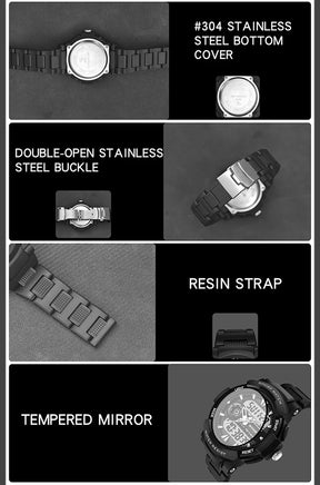 Sanda esporte relógio digital masculino natação 50m à prova dwaterproof água multifuncional militar led eletrônico relógio de pulso relogio masculino