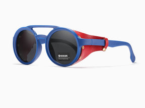 KDEAM Óculos de sol redondos vintage masculino feminino escudo de couro óculos de sol ponte dupla projetado sombra KD179