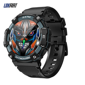 LOKMAT-ATTACK 2 PRO Sport Smart Watch, tela de toque redonda completa, chamadas Bluetooth, rastreador de fitness, smartwatches, monitor de freqüência cardíaca