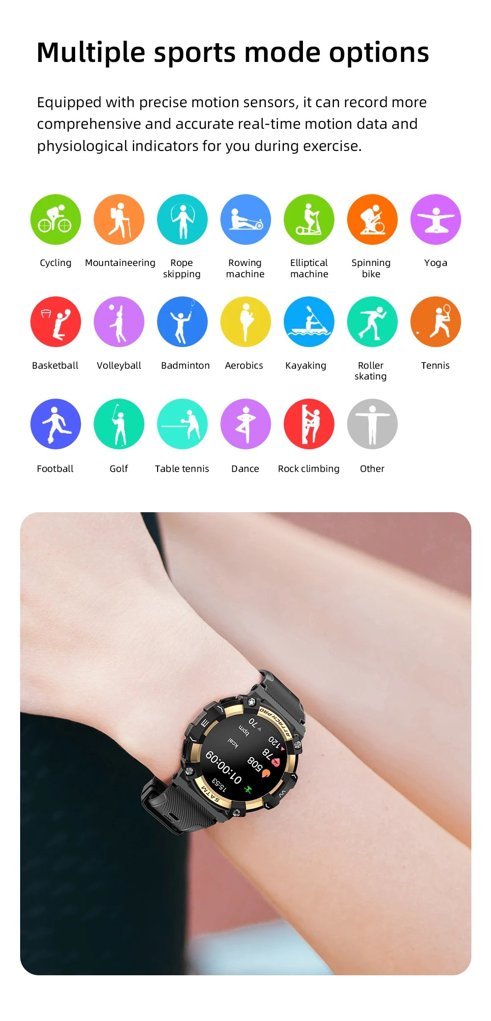 LOKMAT-ATTACK 2 PRO Sport Smart Watch, tela de toque redonda completa, chamadas Bluetooth, rastreador de fitness, smartwatches, monitor de freqüência cardíaca