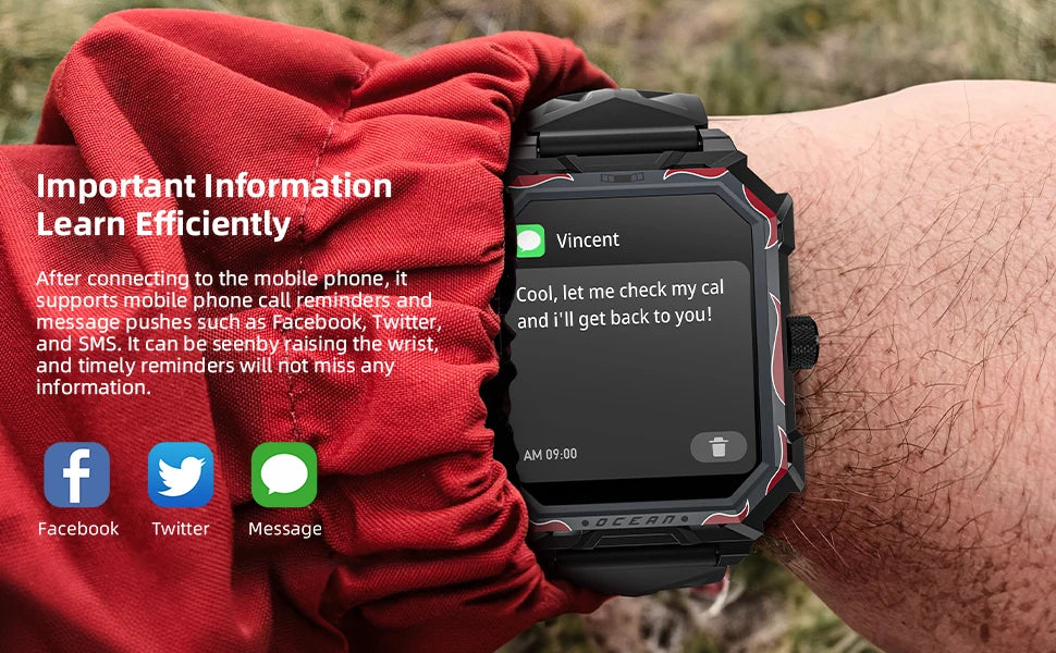 LOKMAT-Oceano Max esporte relógio inteligente, navio emblemático, impermeável, Fitness Tracker, chamadas BT, freqüência cardíaca, sangue, monitor de oxigênio, novo