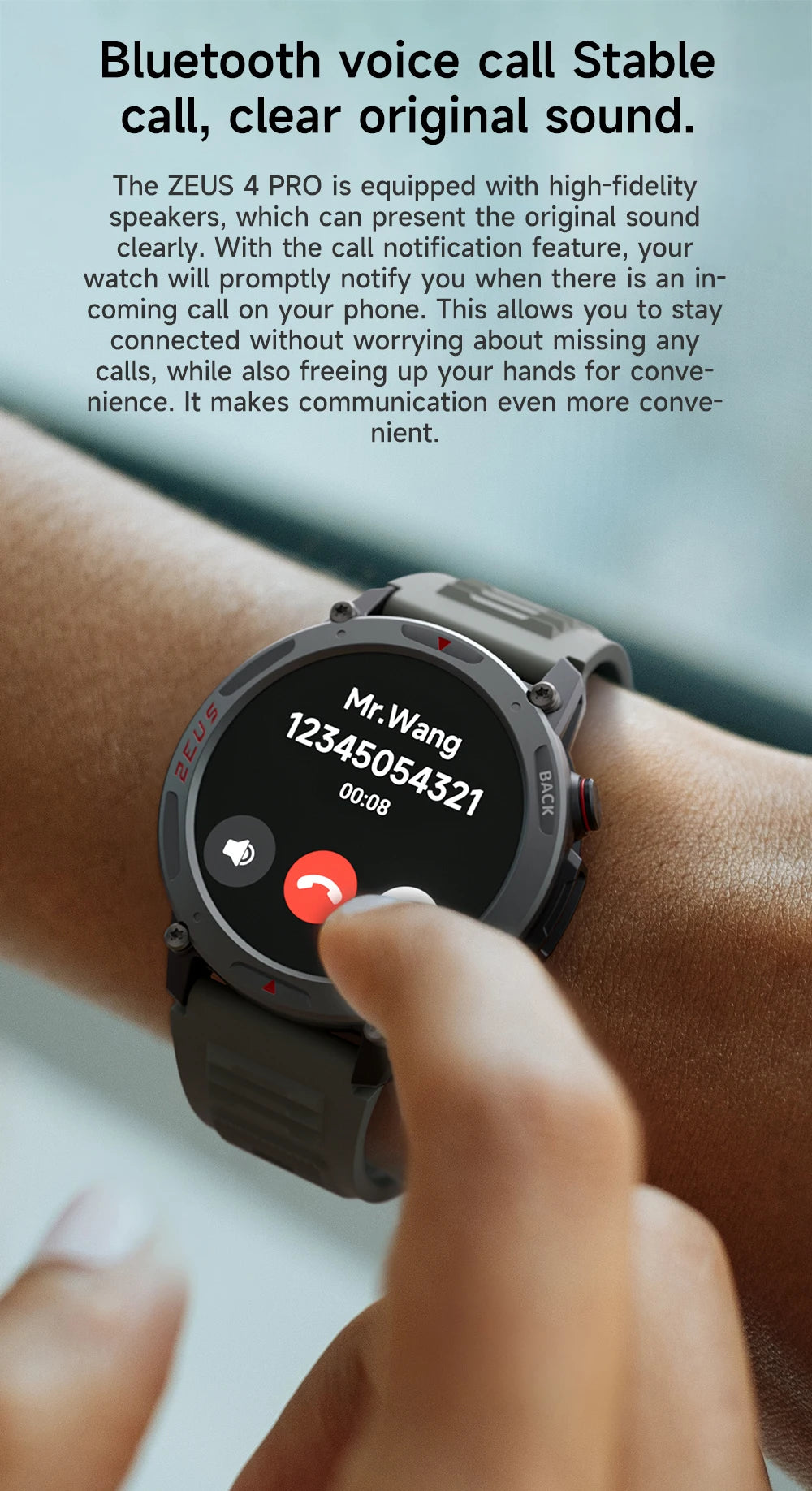 LOKMAT-Zeus 4 Pro Amoled relógio inteligente, tela redonda, BT Calls, Fitness Tracker, Monitor de freqüência cardíaca para telefone inteligente, 1,43