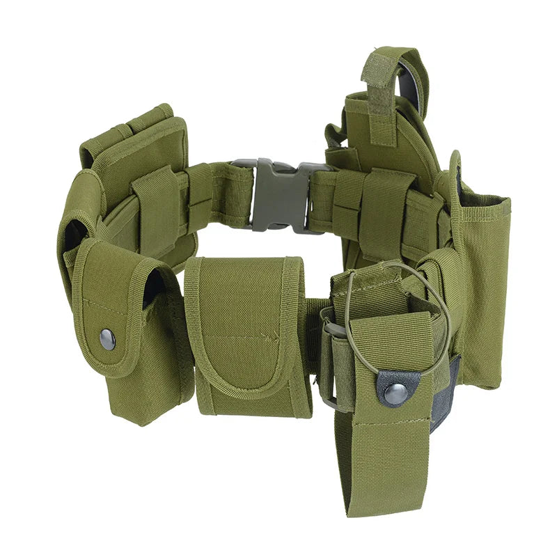 Coldre tático para arma, conjunto de bolsa para lanterna, 10 em 1, kit de utilidades multifuncional, cinto de serviço de polícia, cintos de segurança