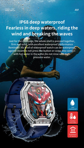 Lokmat oceano 3 pro esporte relógio inteligente robusto fitness à prova dwaterproof água smartwatches monitor de freqüência cardíaca relógio tela toque completo