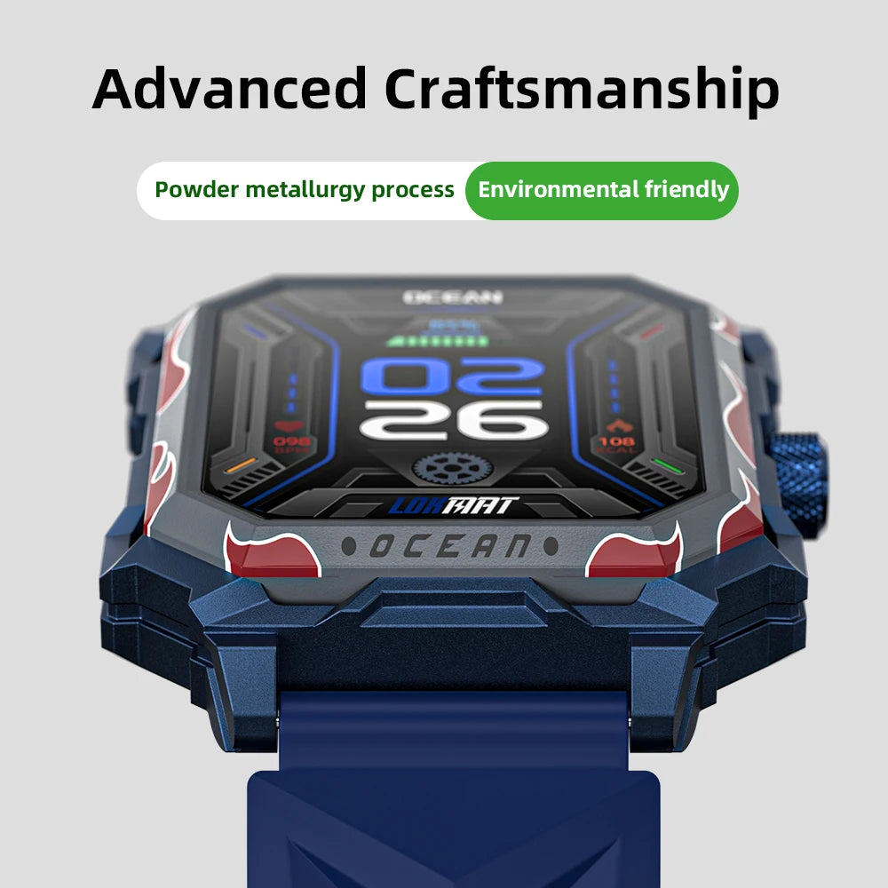 LOKMAT-Oceano Max esporte relógio inteligente, navio emblemático, impermeável, Fitness Tracker, chamadas BT, freqüência cardíaca, sangue, monitor de oxigênio, novo