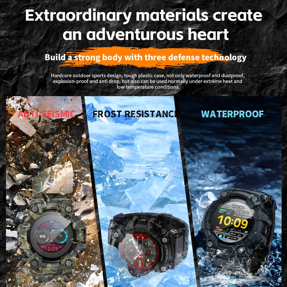 Lokmat ATTACK-GT atualização esporte relógio inteligente à prova dwaterproof água bluetooth chamadas robustos smartwatches lanterna rastreador de fitness para o telefone