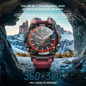 Lokmat novo ataque 3 pro robusto relógio inteligente bluetooth chamadas rastreador de fitness lanterna mensagem push monitor freqüência cardíaca para o telefone