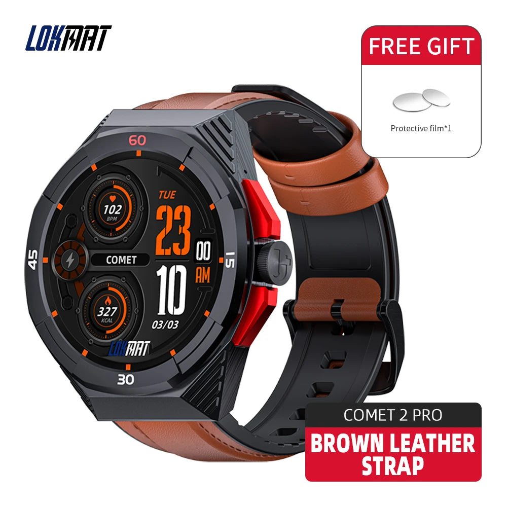 Lokmat-cometa 2 pro relógio inteligente, à prova d'água, com bluetooth, rastreador de fitness, freqüência cardíaca, mensagem, por telefone