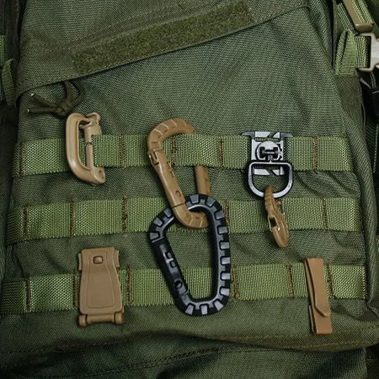 Mosquetão tático d-ring grimlock, clipe molle, fixação de webbing, sistema de trava rápida para colete militar/mochilas/bolsa/bolsa/cinto