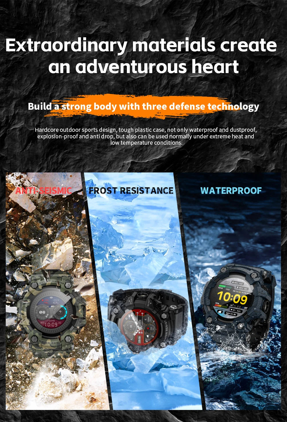 Lokmat ATTACK-GT atualização esporte relógio inteligente à prova dwaterproof água bluetooth chamadas robustos smartwatches lanterna rastreador de fitness para o telefone