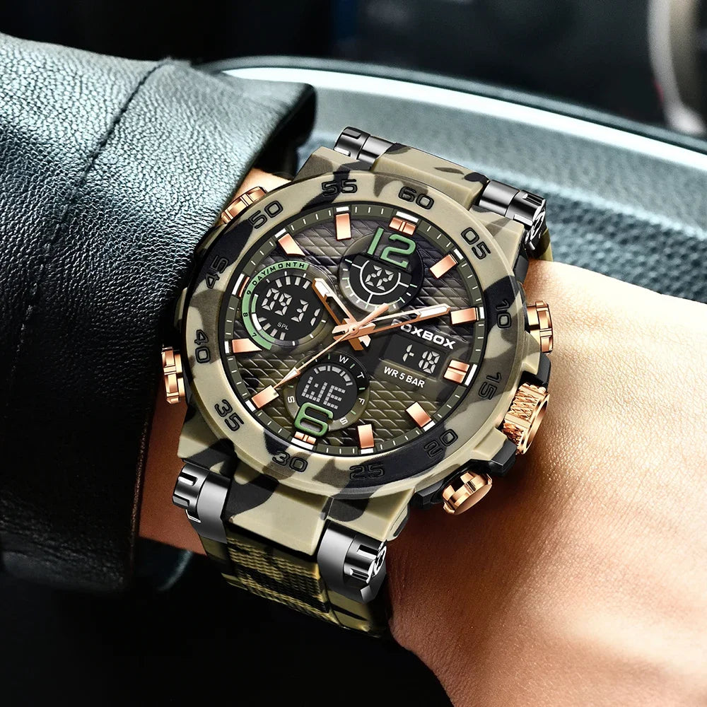 LIGE Digital Men Militar Watch 50m Relógio de pulso à prova d'água LED Relógio de quartzo Relógio esportivo Masculino Relógios grandes Homens Relogios Masculino