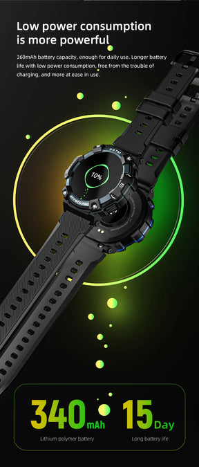 LOKMAT-ATTACK 2 PRO Sport Smart Watch, tela de toque redonda completa, chamadas Bluetooth, rastreador de fitness, smartwatches, monitor de freqüência cardíaca