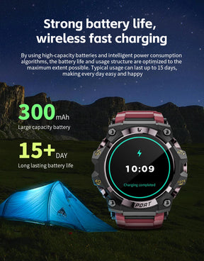 Lokmat novo ataque 3 pro robusto relógio inteligente bluetooth chamadas rastreador de fitness lanterna mensagem push monitor freqüência cardíaca para o telefone