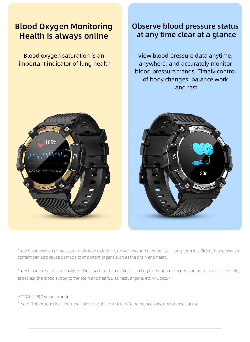 LOKMAT-ATTACK 2 PRO Sport Smart Watch, tela de toque redonda completa, chamadas Bluetooth, rastreador de fitness, smartwatches, monitor de freqüência cardíaca