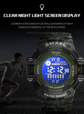 Smael relógio digital militar led esportes relógios de pulso 50m à prova dwaterproof água led cronômetro 8050 relógios do exército digital grande dail relógio alarme