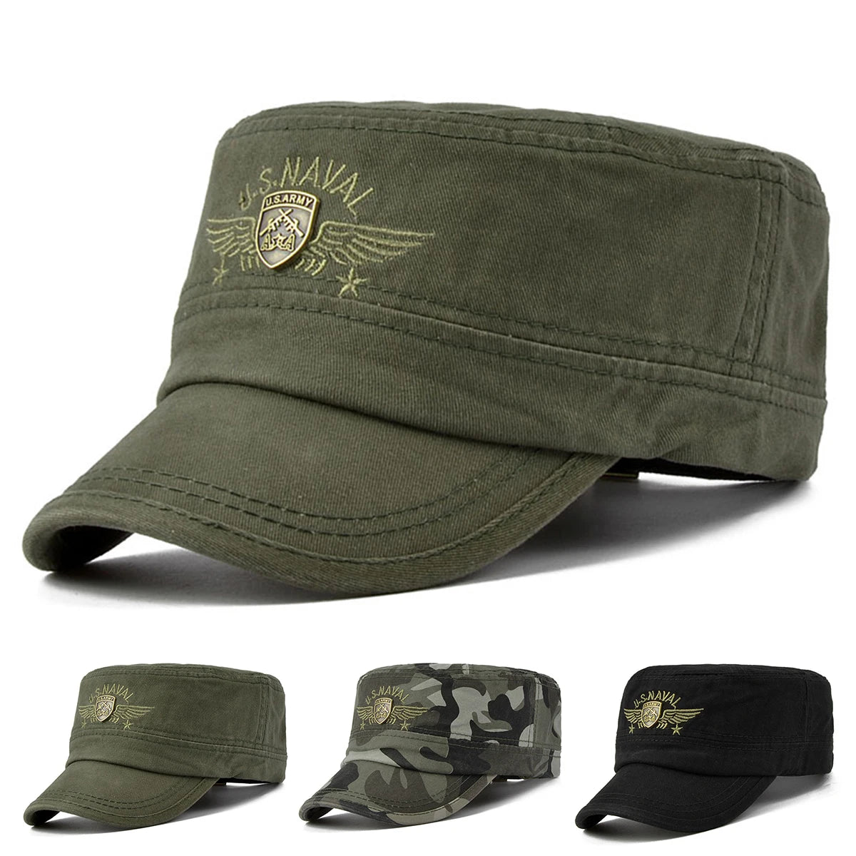 Moda usnaval carta bordado boné de beisebol primavera outono ao ar livre ajustável chapéus casuais masculino topo plano capitão militar bonés