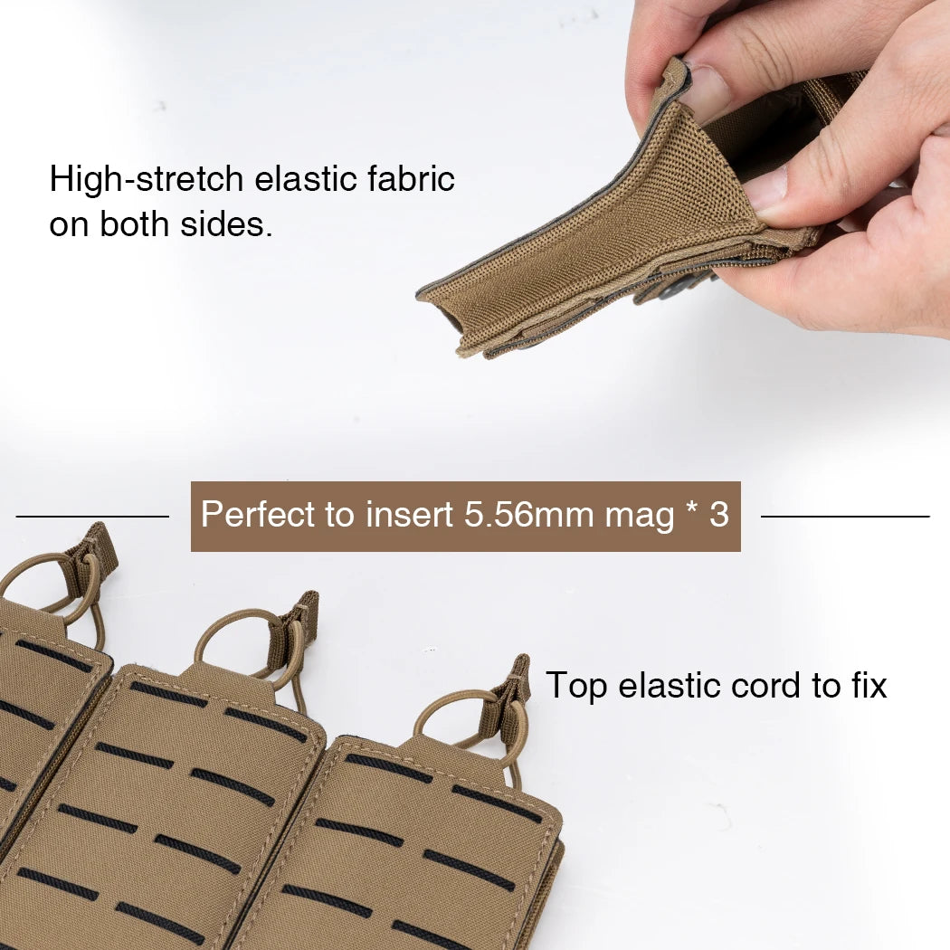 IDOGEAR Tático LSR 556 Mag Bolsa Triplo Mag Carrier MOLLE Bolsa Corte a Laser 3567