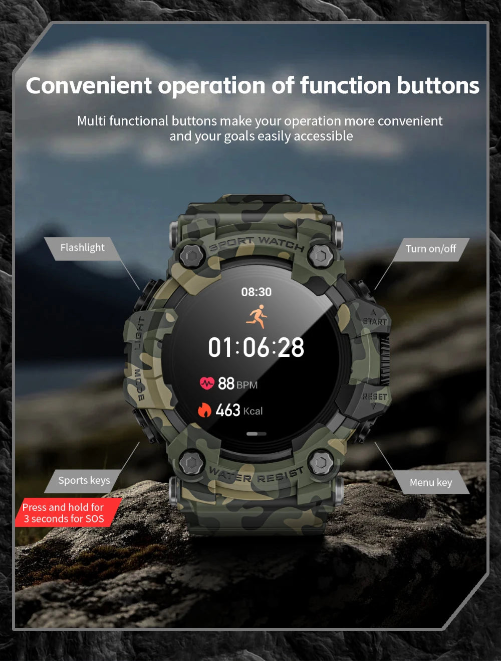 Lokmat ATTACK-GT atualização esporte relógio inteligente à prova dwaterproof água bluetooth chamadas robustos smartwatches lanterna rastreador de fitness para o telefone